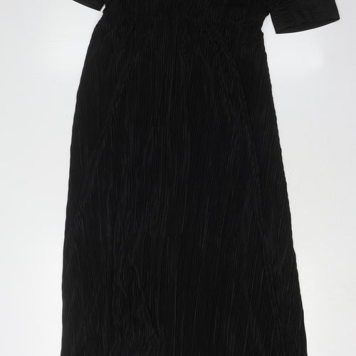 Very Women's Black Long Wrap Dress UK 14