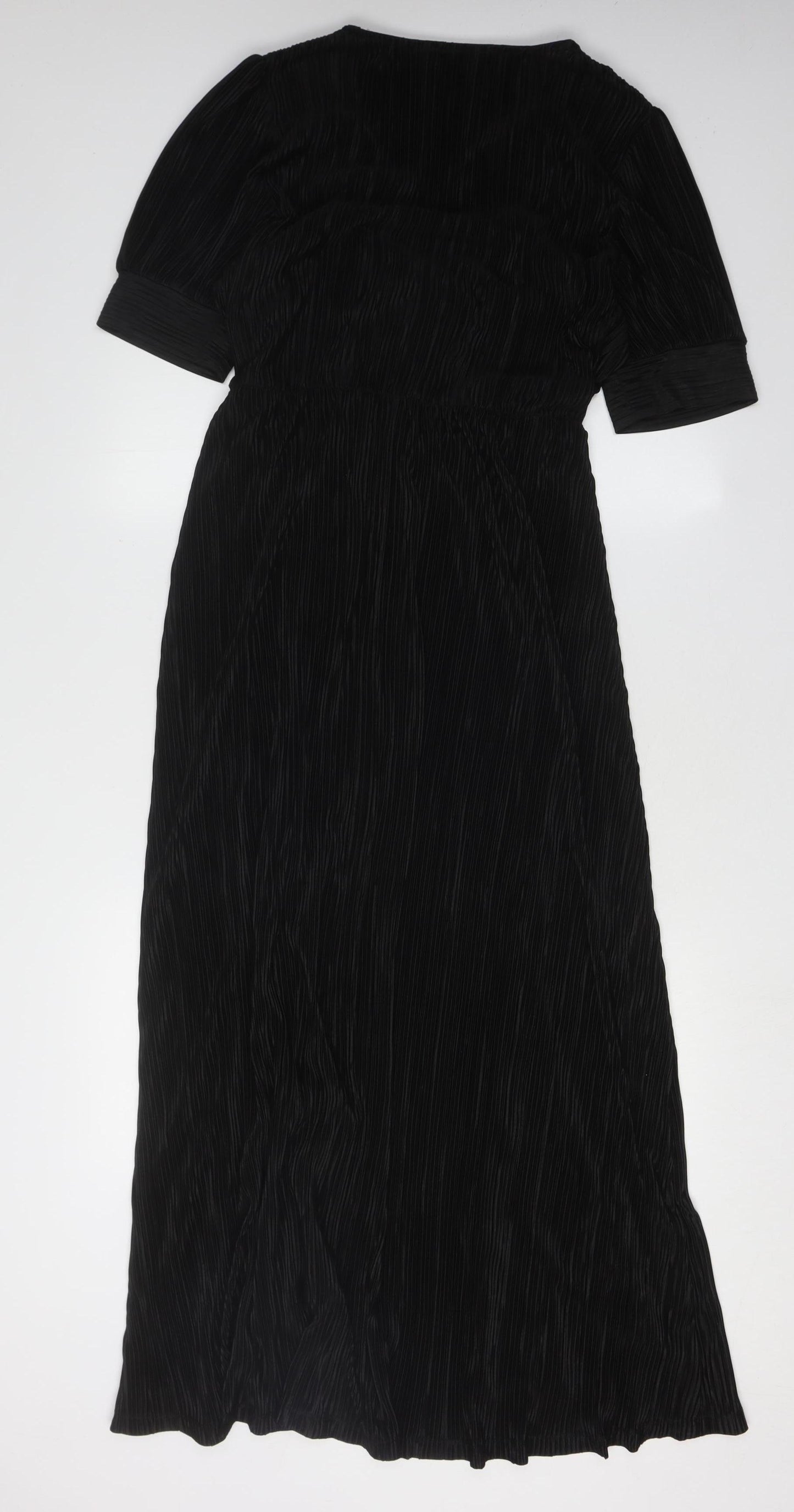 Very Women's Black Long Wrap Dress UK 14