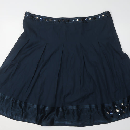 Marks and Spencer Women Blue Plus Beaded Skirt Size 22