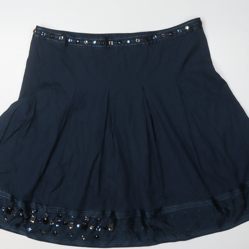 Marks and Spencer Women Blue Plus Beaded Skirt Size 22