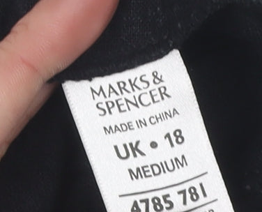 Marks and Spencer Women's Black Linen Trousers, Size 18