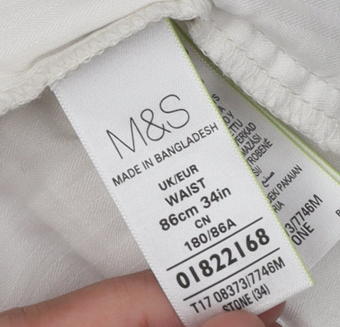 Marks and Spencer Men's Beige Chino Shorts 34
