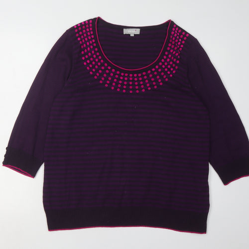 Per Una Women's Purple Striped Pullover Jumper Size 18