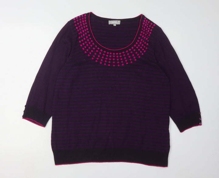 Per Una Women's Purple Striped Pullover Jumper Size 18