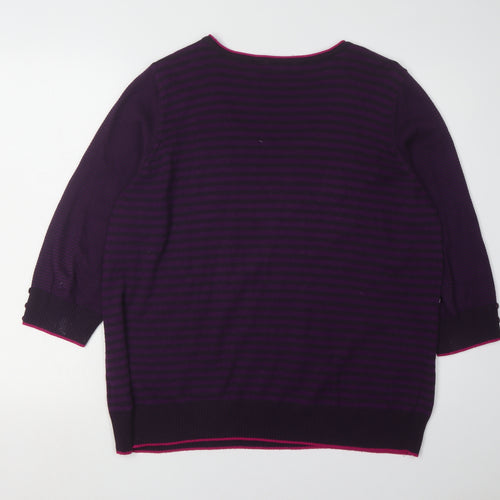 Per Una Women's Purple Striped Pullover Jumper Size 18