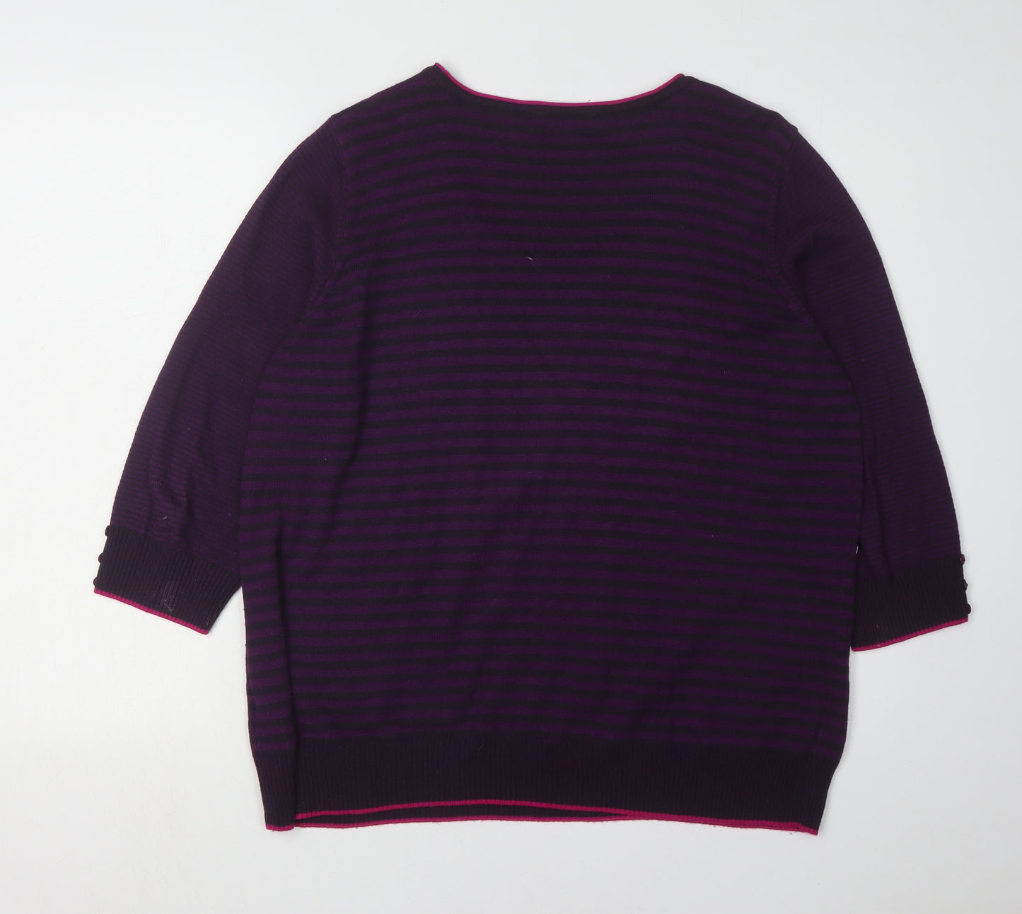 Per Una Women's Purple Striped Pullover Jumper Size 18