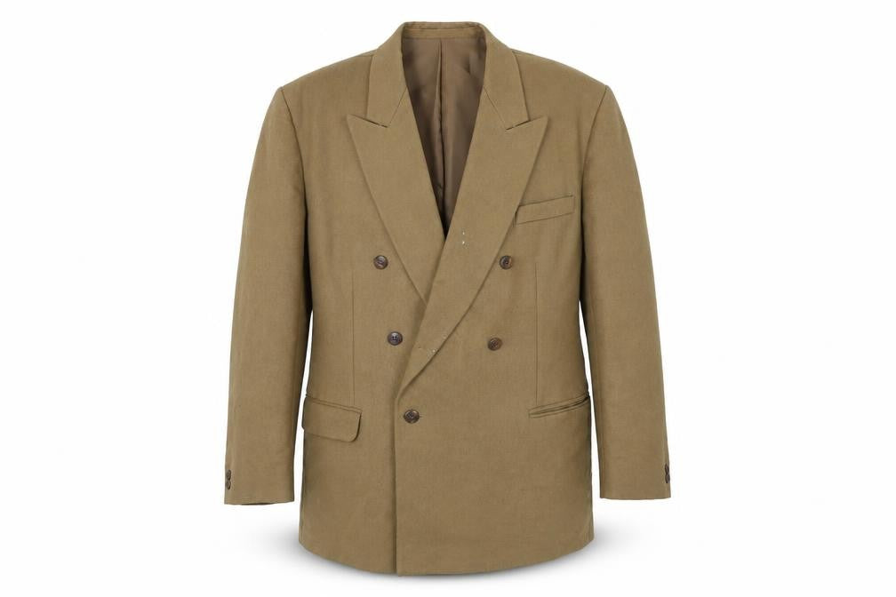 Front view of Lincroft Men's Brown Double-Breasted Blazer 46R