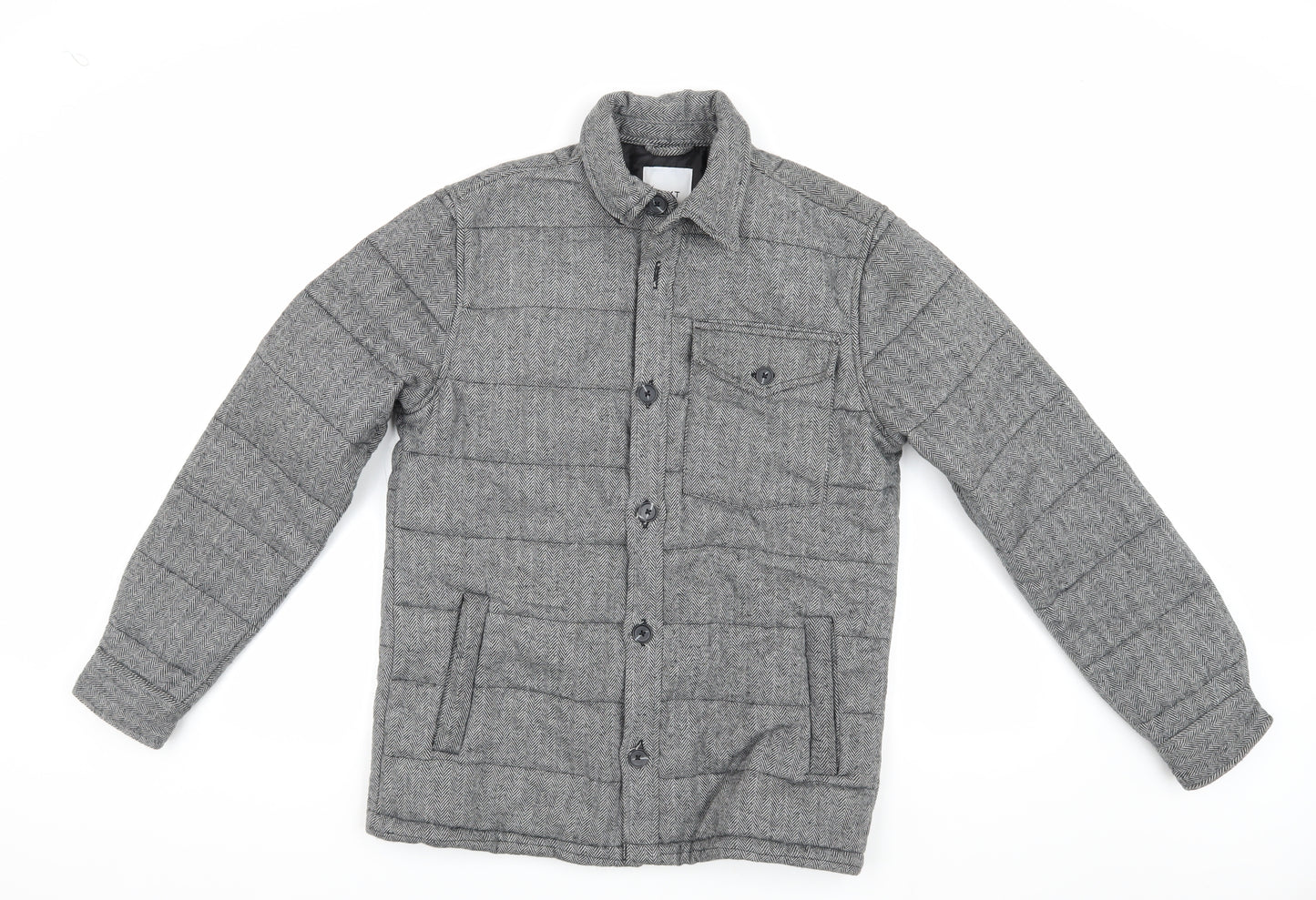 Next Men's Grey Quilted Tweed Jacket S