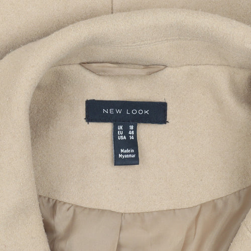 New Look Women's Beige Overcoat, Size 18, Button Closure
