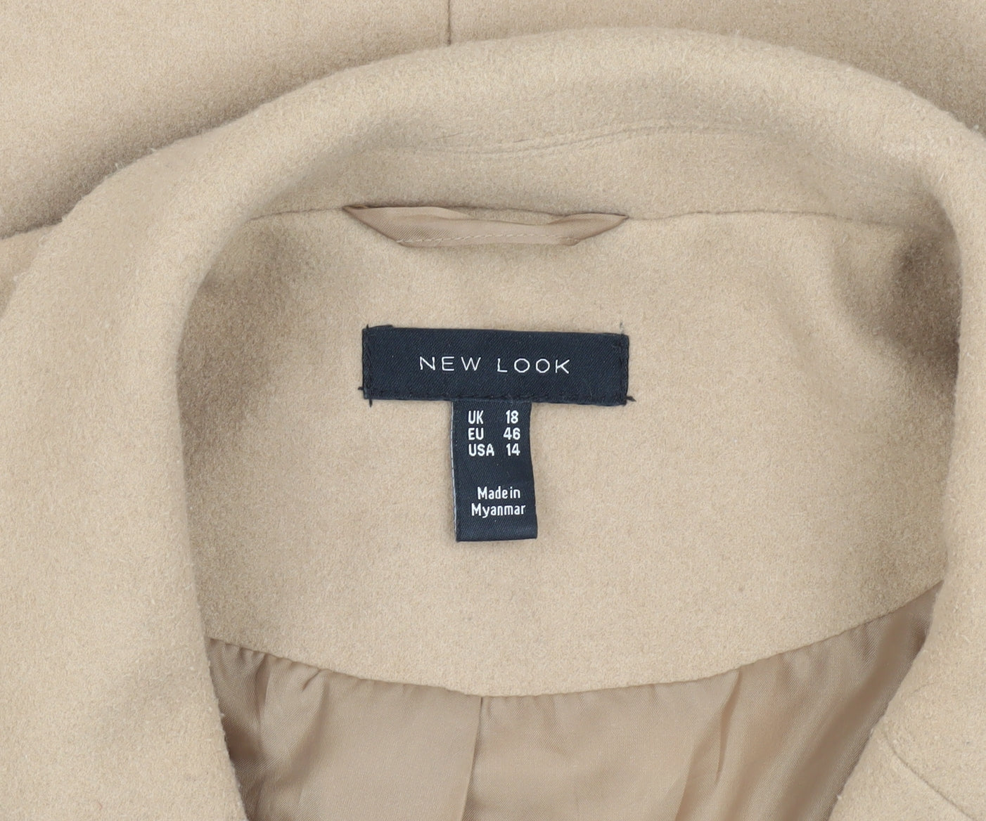 New Look Women's Beige Overcoat, Size 18, Button Closure