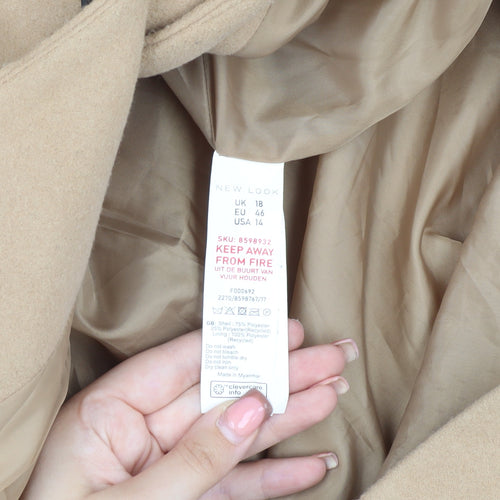 New Look Women's Beige Overcoat, Size 18, Button Closure