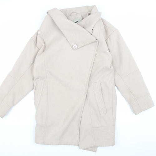 ASOS Women's Beige Long Coat Size 6 with Button Accent