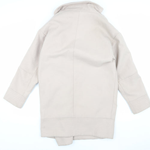 ASOS Women's Beige Long Coat Size 6 with Button Accent