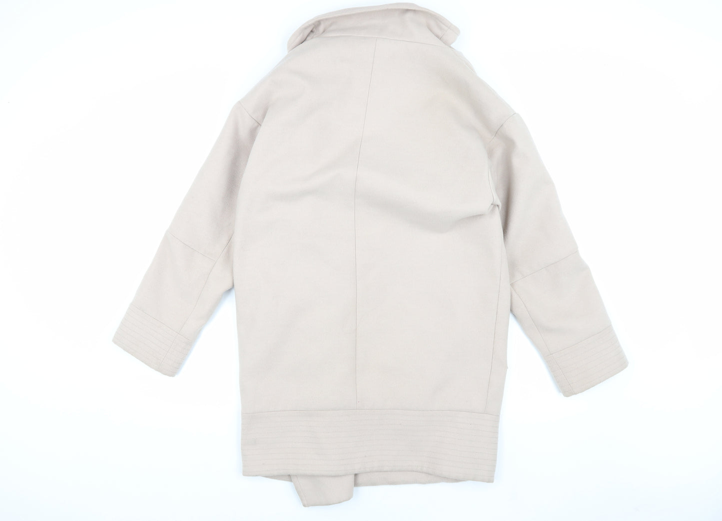 ASOS Women's Beige Long Coat Size 6 with Button Accent