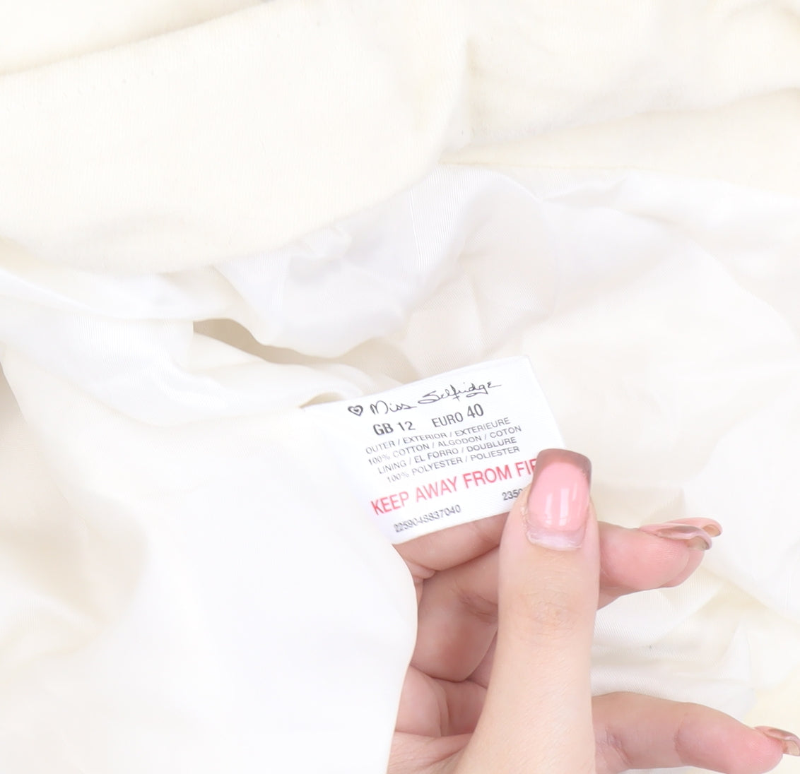 Miss Selfridge Women's Ivory Trench Coat Size 12