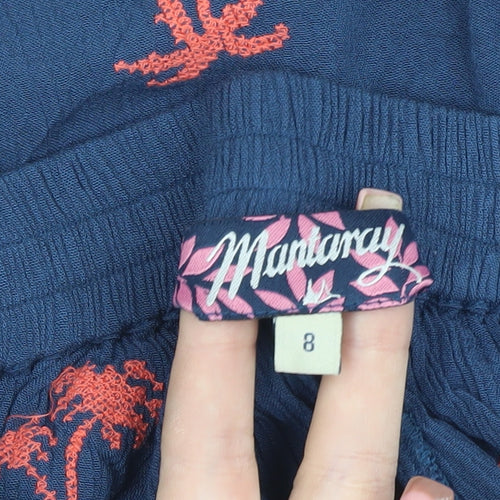 Mantaray Women's Blue Embroidered Shorts - Size 8