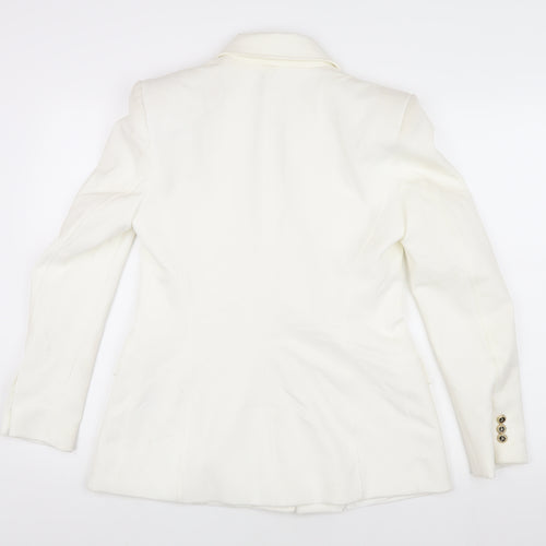 Zara Women's White Double-Breasted Blazer L