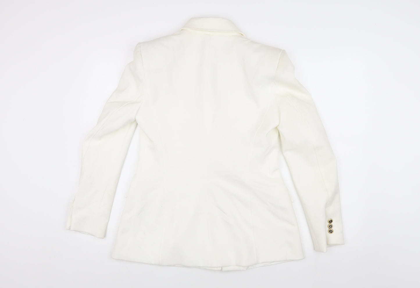 Zara Women's White Double-Breasted Blazer L