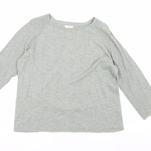 Fat Face Women's Grey 3/4 Sleeve Jumper