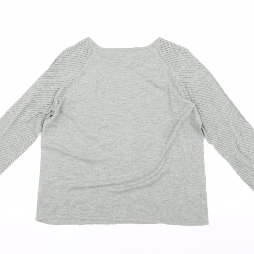 Fat Face Women's Grey 3/4 Sleeve Jumper