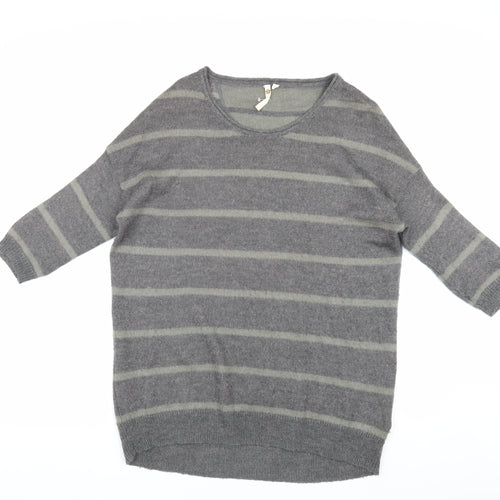White Stuff Women's Grey Striped Pullover Jumper Size 10