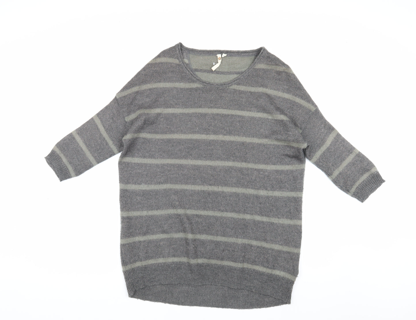 White Stuff Women's Grey Striped Pullover Jumper Size 10
