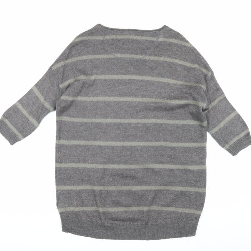 White Stuff Women's Grey Striped Pullover Jumper Size 10