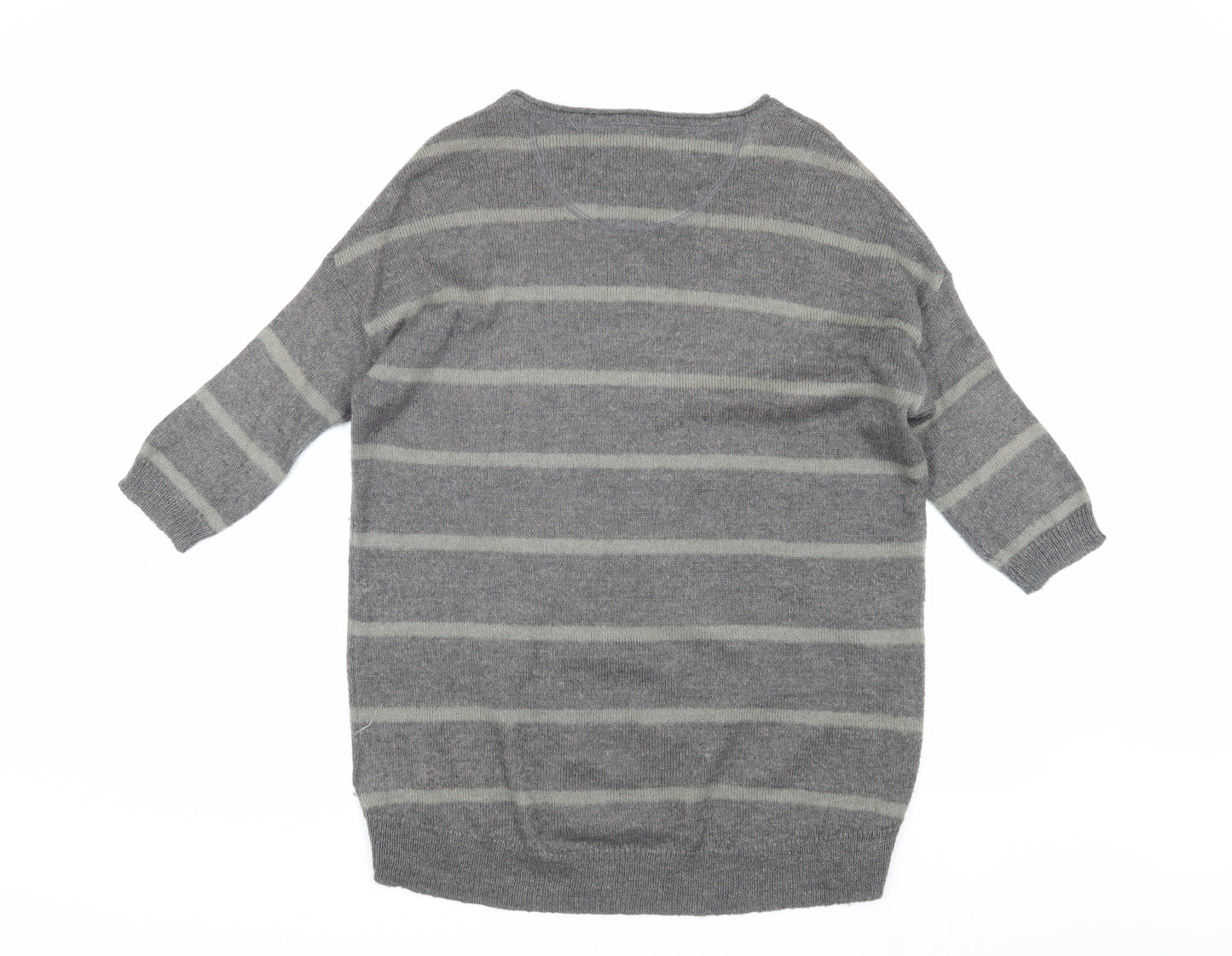White Stuff Women's Grey Striped Pullover Jumper Size 10
