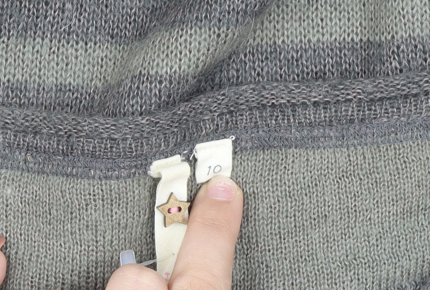 White Stuff Women's Grey Striped Pullover Jumper Size 10