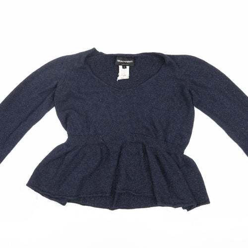 Emporio Armani Women's Blue Cropped Blouse, Size 20