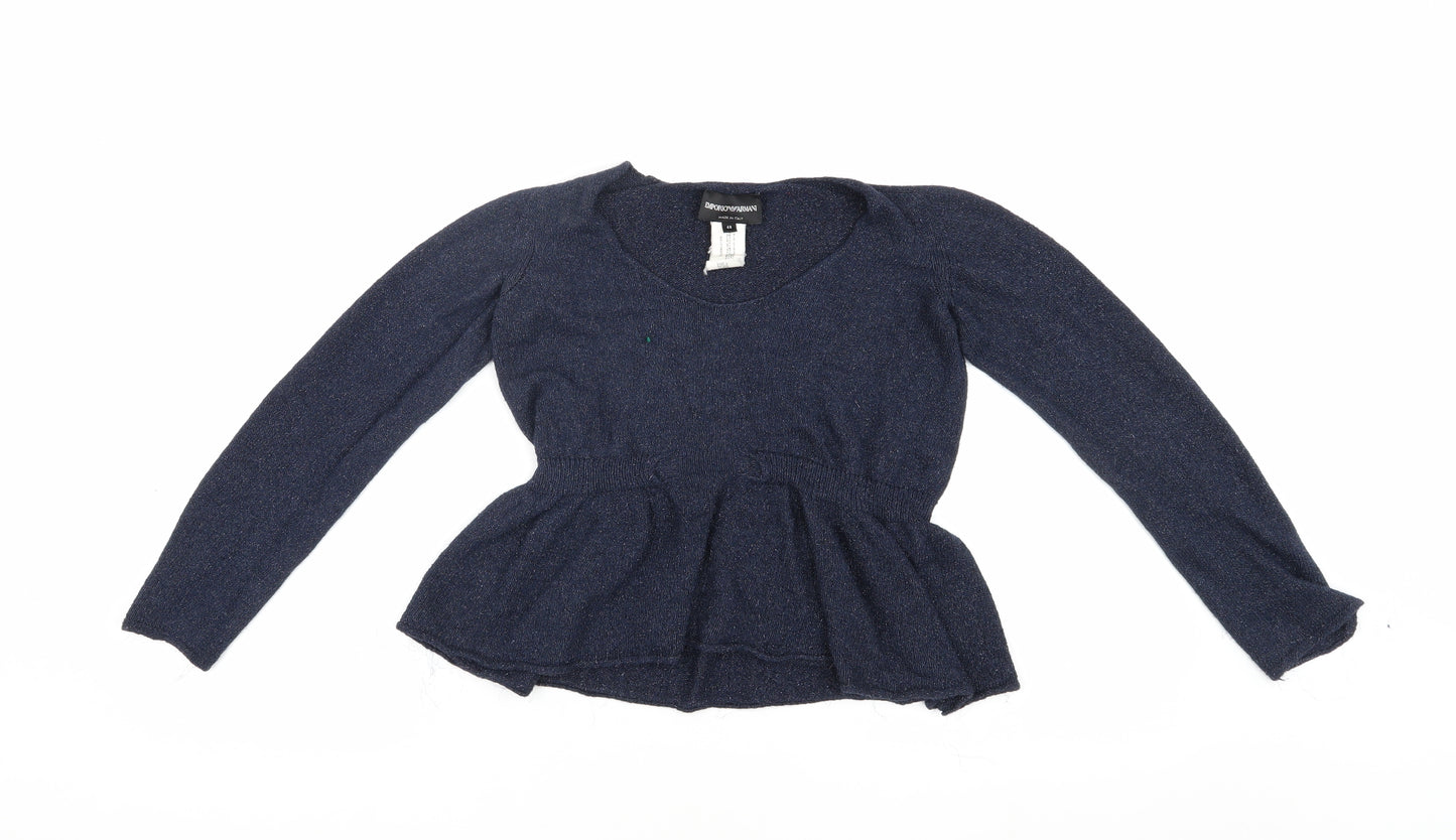 Emporio Armani Women's Blue Cropped Blouse, Size 20