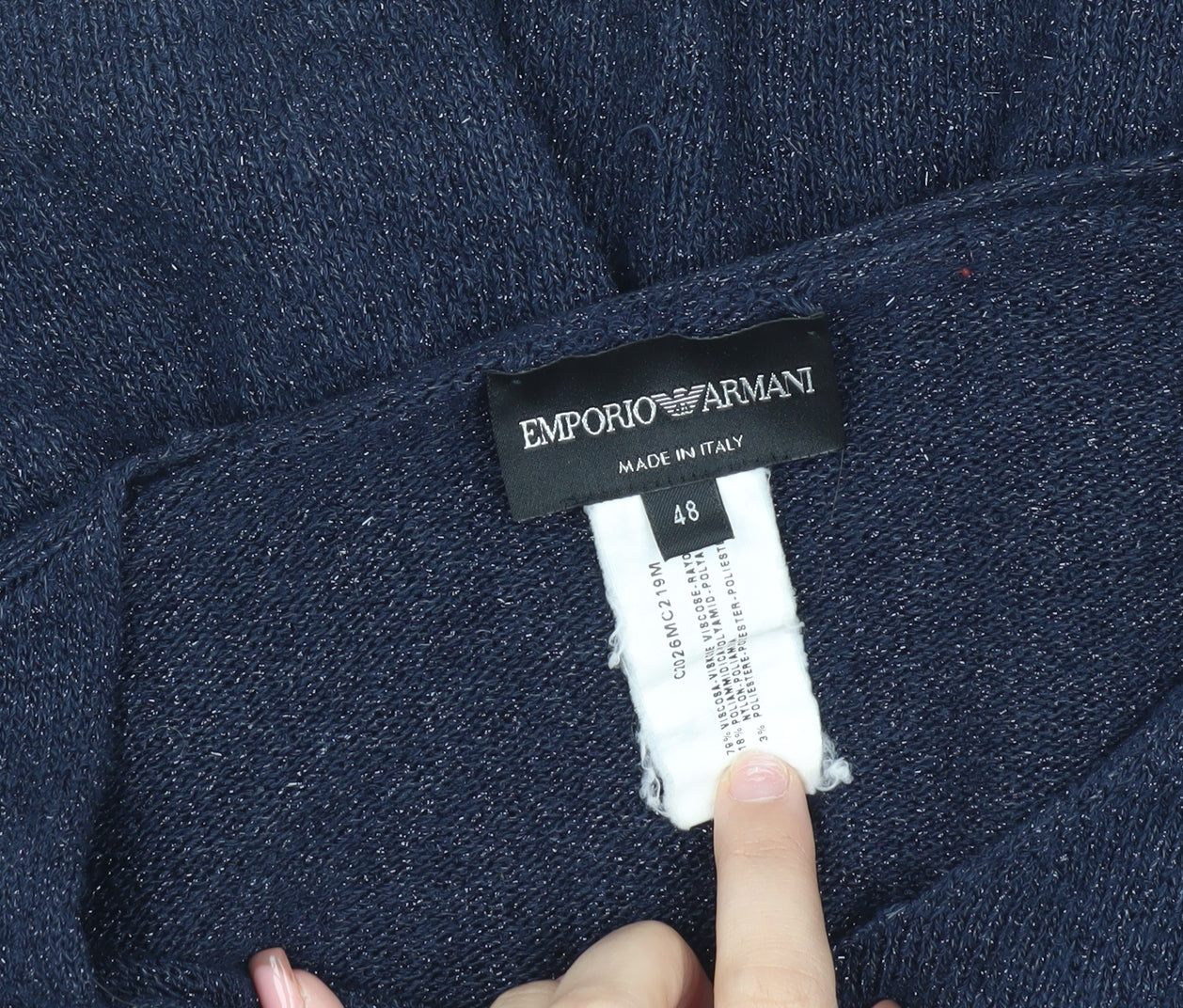 Emporio Armani Women's Blue Cropped Blouse, Size 20