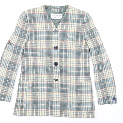 Jaeger Women's Multicoloured Check Tweed Blazer Size 10