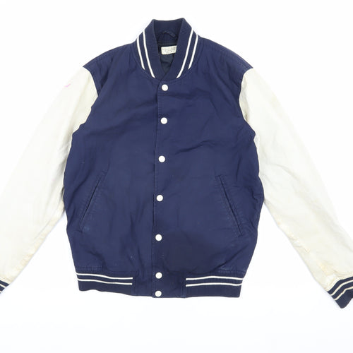 Global Work Men's Blue Varsity Jacket, M, Casual