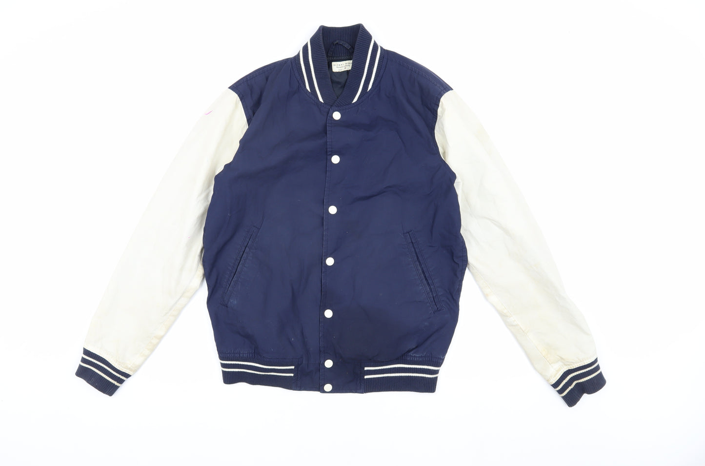 Global Work Men's Blue Varsity Jacket, M, Casual