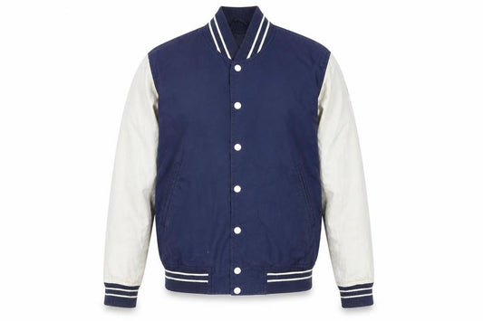 Global Work Men's Blue Varsity Jacket, M, Casual