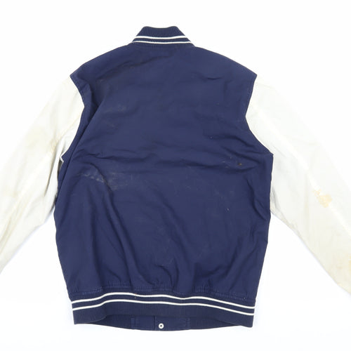 Global Work Men's Blue Varsity Jacket, M, Casual