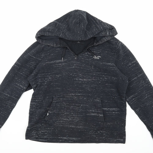 Hollister Men's Black Pullover Hoodie, L, Logo Accent