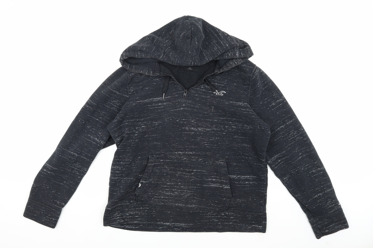 Hollister Men's Black Pullover Hoodie, L, Logo Accent