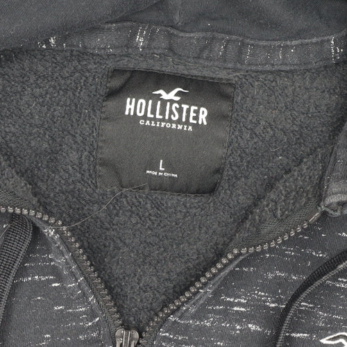 Hollister Men's Black Pullover Hoodie, L, Logo Accent