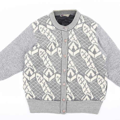 Fragrance Collection Men's Grey Geometric Wool Jacket M
