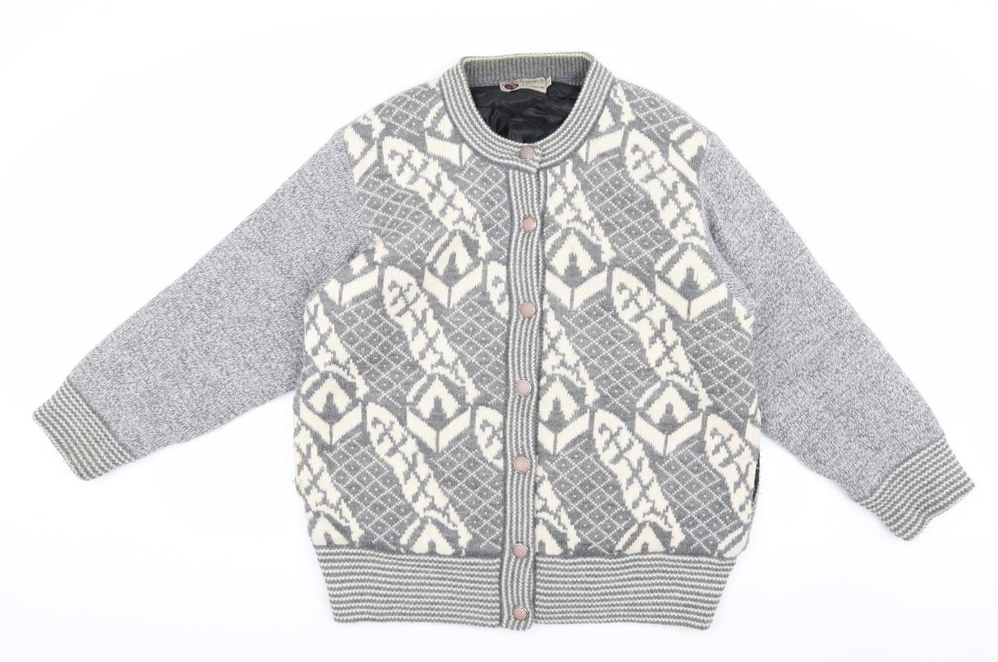 Fragrance Collection Men's Grey Geometric Wool Jacket M