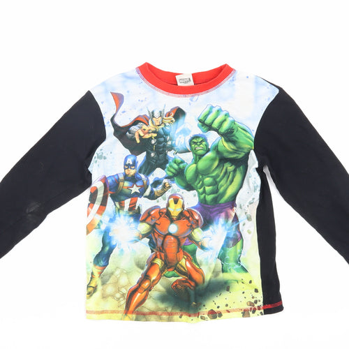 Marvel Boys Black Avengers T-Shirt, 9-10 Years, Long Sleeve