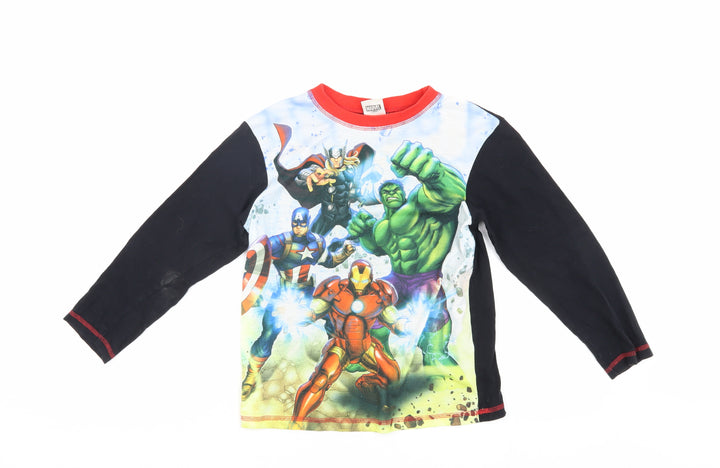Marvel Boys Black Avengers T-Shirt, 9-10 Years, Long Sleeve