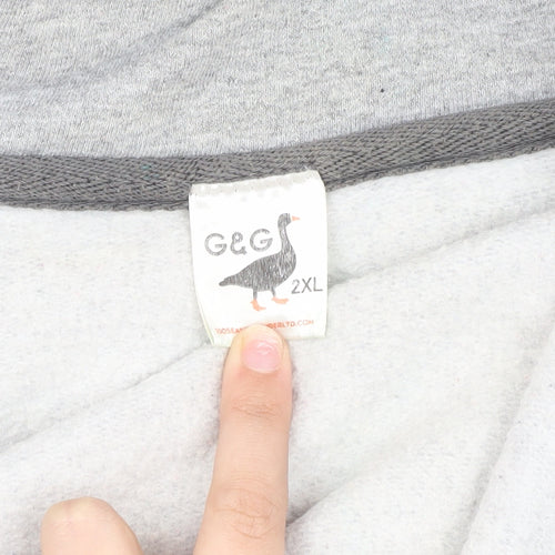 G&G Men's Grey 2XL 1/4 Zip Sweatshirt Logo