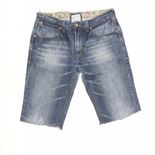 Munitory Men's Blue Cropped Denim Jeans, Size 34