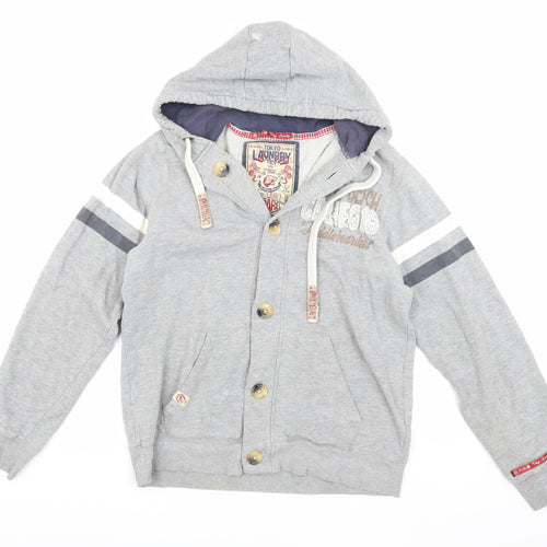 Tokyo Laundry Grey Hooded Jacket, M - Men's Cotton Casual