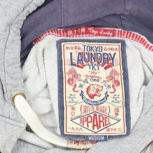 Tokyo Laundry Grey Hooded Jacket, M - Men's Cotton Casual