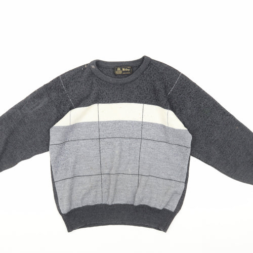Wolsey Grey Striped Wool Pullover Jumper, Size 12