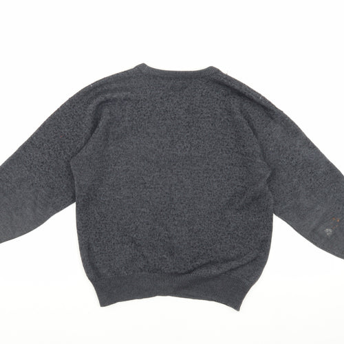 Wolsey Grey Striped Wool Pullover Jumper, Size 12